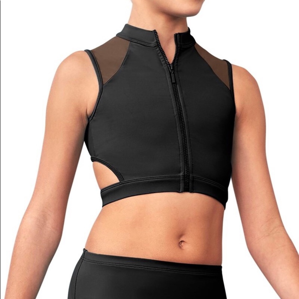 Bloch Kids Zip Front Crop Top NWT